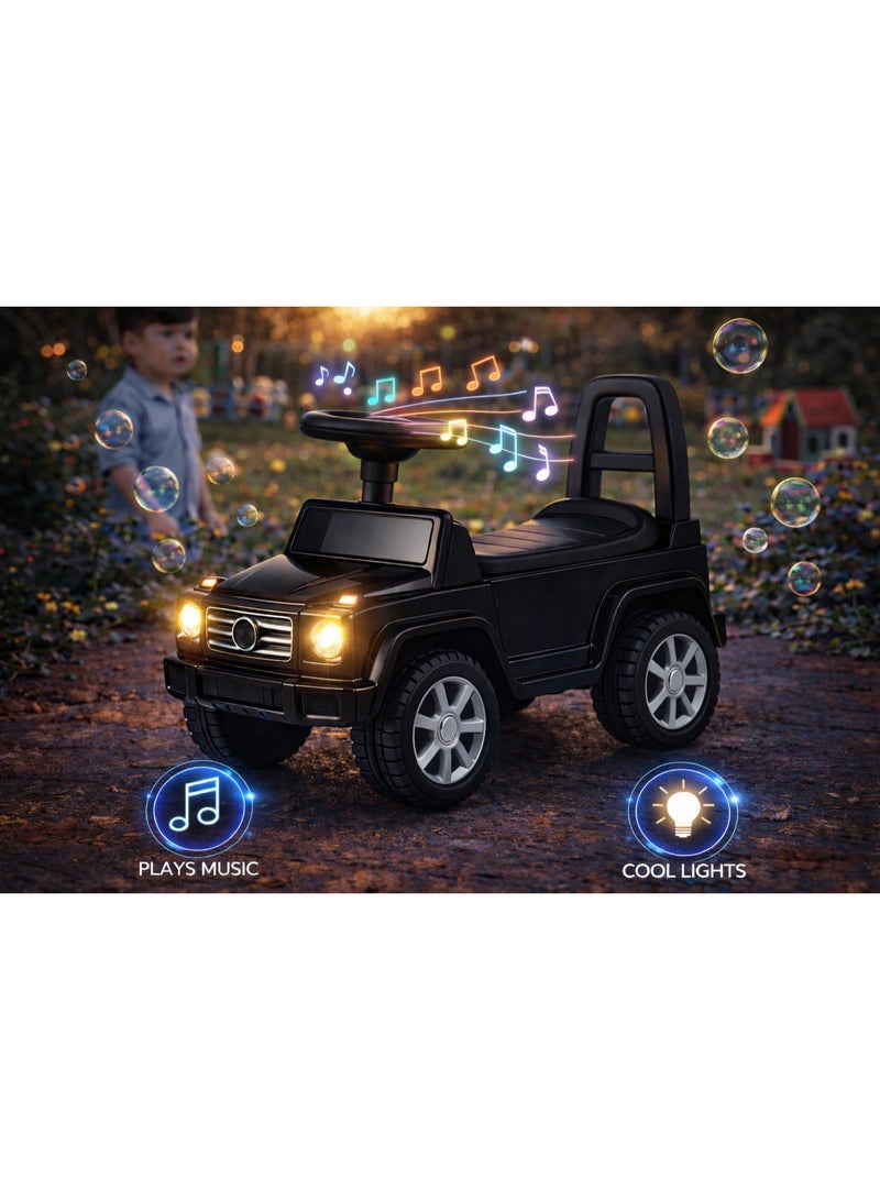 StarMarz Premium Black Luxury Ride-On Jeep – Foot-to-Floor Push Car with Steering Wheel & Backrest – Toddlers (1–5 Years), Black Edition - Image 3